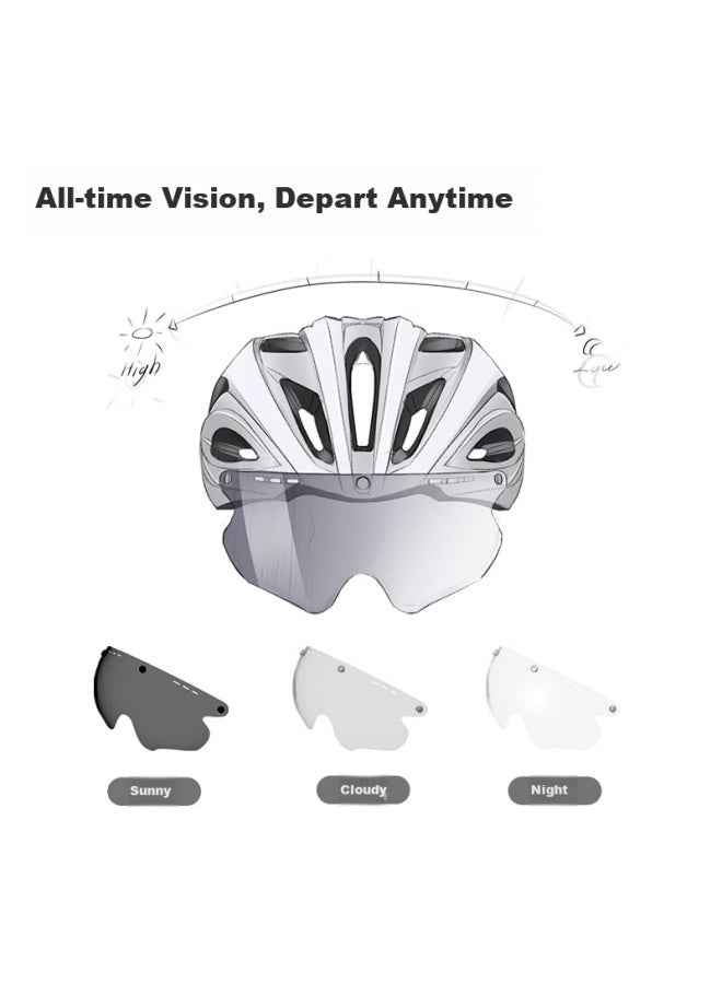 Sunrimoon S79 Road Bike Helmet With Magnetic Visor Cycling Helmet Uni Safety Helmet Tibetan White - Image 2