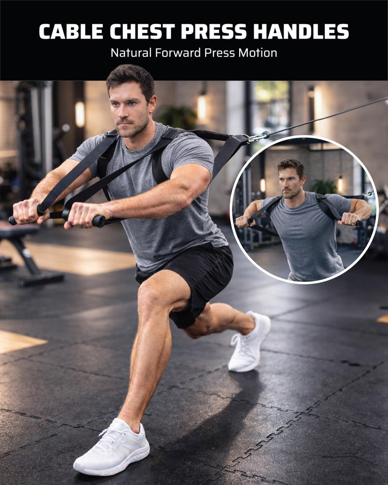 THEFITGUY Power Push Handles - for Chest Press with Cable Machines, Natural Forward Press Motion, No Cable Rub, Horizontal or Vertical Grip, Full Range of Motion â€“ for Pulleys, Smart Gyms, Home & Gym - Image 2