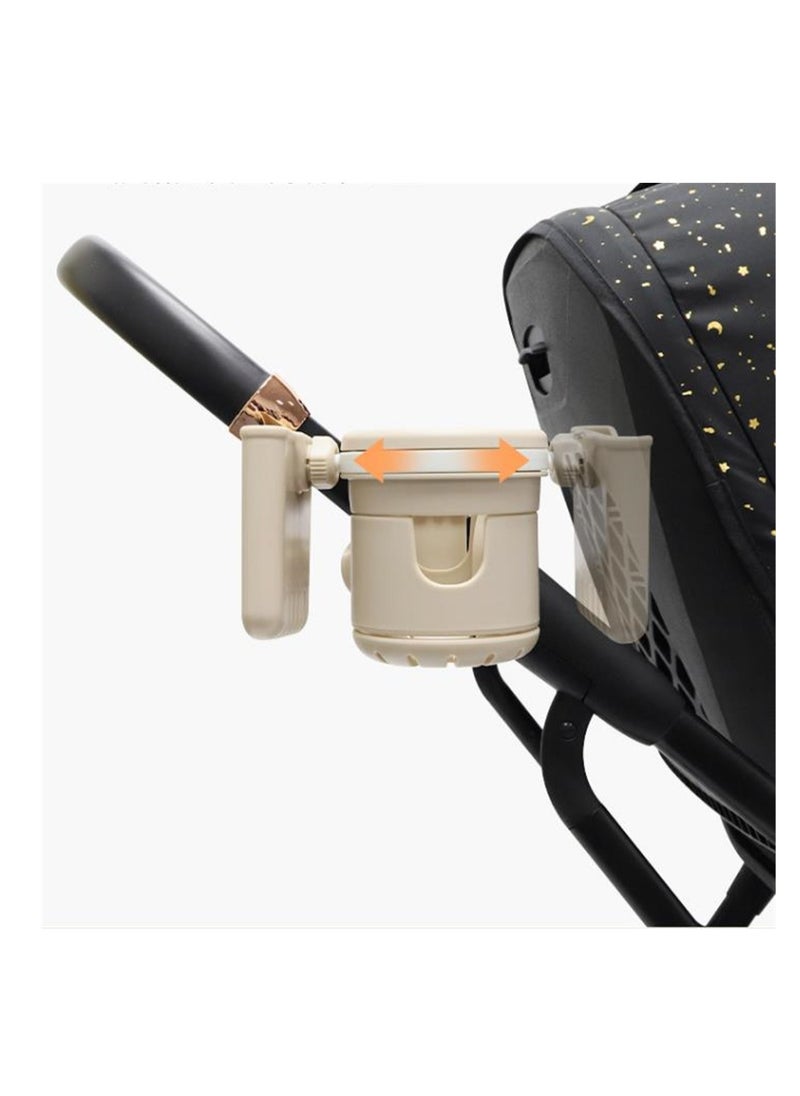 SYOSI Retractable Stroller Cup Holder, Non-Slip Multifunctional Holder with Phone Slot, Firm Grip for Stroller, Bike, Walker, Beige  - Image 2