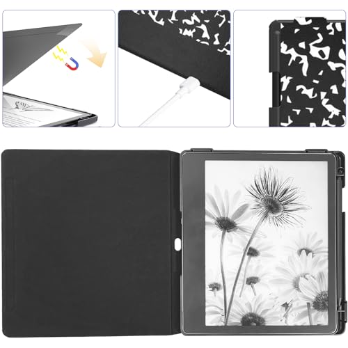 E NET-CASE Case for Kindle Scribe (2024/2022 Released) - Lightweight and Hard Back Shell Protective Book Folio Cover with Auto Sleep Wake for Kindle Scribe 10.2" 2024/2022 with Pen Holder (Blossoms) - Image 4