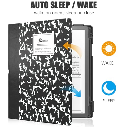 E NET-CASE Case for Kindle Scribe (2024/2022 Released) - Lightweight and Hard Back Shell Protective Book Folio Cover with Auto Sleep Wake for Kindle Scribe 10.2" 2024/2022 with Pen Holder (Blossoms) - Image 3