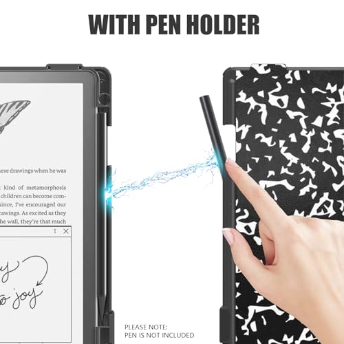 E NET-CASE Case for Kindle Scribe (2024/2022 Released) - Lightweight and Hard Back Shell Protective Book Folio Cover with Auto Sleep Wake for Kindle Scribe 10.2" 2024/2022 with Pen Holder (Blossoms) - Image 2