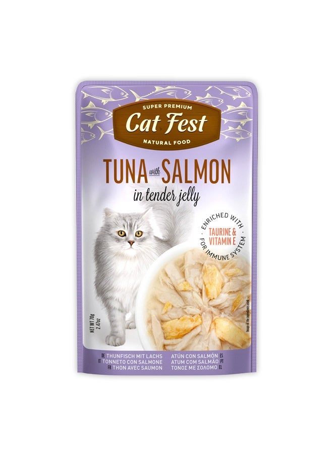 Cat Fest تونة مع سلمون في جلي طري للقطط - 70غ - Image 1