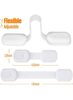 F.A.M.S Child Safety Strap Locks (10 Pack) Baby Locks for Cabinets and Drawers, Toilet, Fridge & More. 3M Adhesive Pads. Easy Installation, No Drilling Required, White/Gray  - Image 2