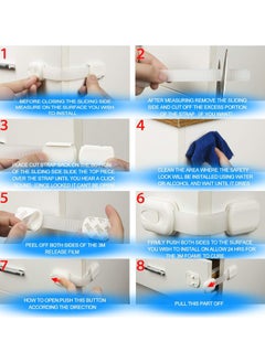 F.A.M.S Child Safety Strap Locks (10 Pack) Baby Locks for Cabinets and Drawers, Toilet, Fridge & More. 3M Adhesive Pads. Easy Installation, No Drilling Required, White/Gray  - Image 3