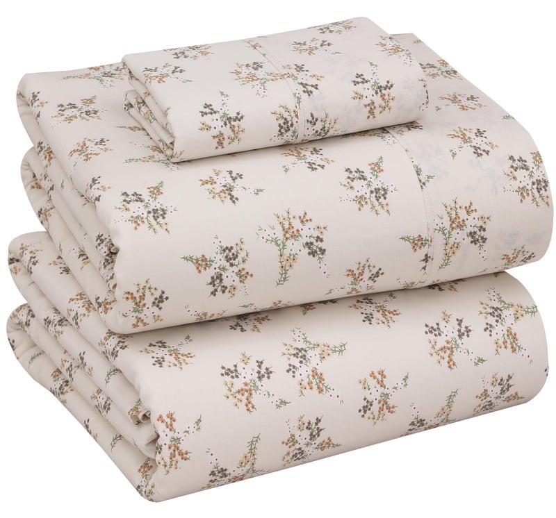 RUVANTI 100% Cotton Sheets â€“ Twin Size Percale Bedding, Cooling & Breathable Floral Design, Durable with a Crisp, Soft & Comfortable Feel, 16" Deep Pocket, 3-Piece Set, Twin Spring - Image 1