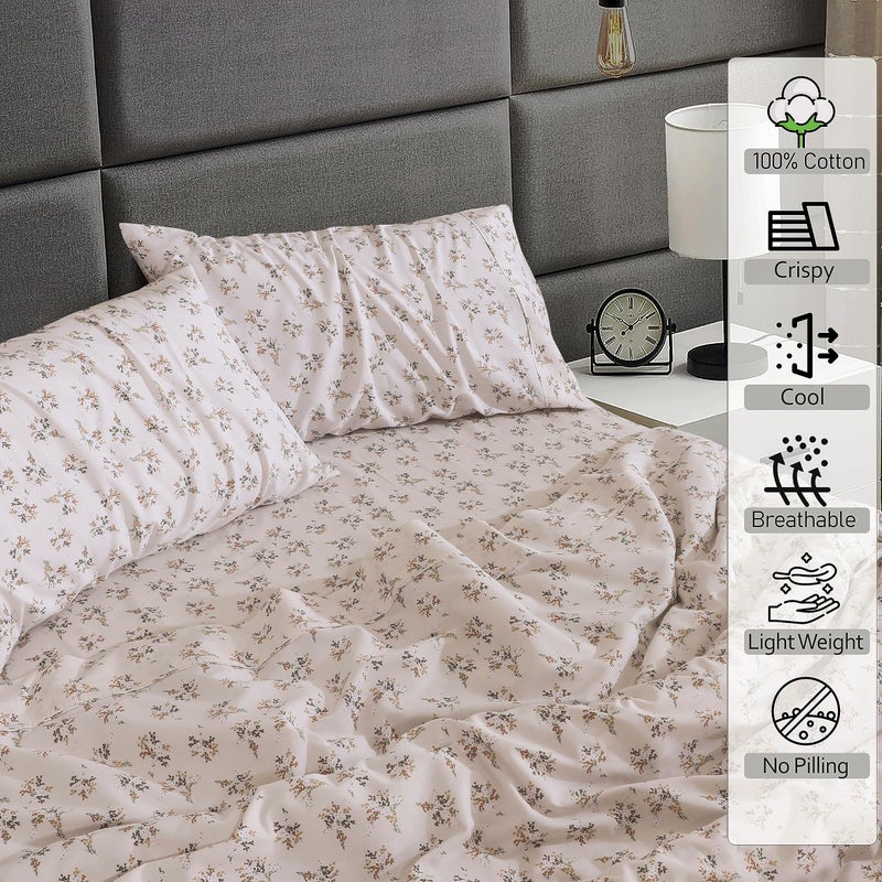 RUVANTI 100% Cotton Sheets â€“ Twin Size Percale Bedding, Cooling & Breathable Floral Design, Durable with a Crisp, Soft & Comfortable Feel, 16" Deep Pocket, 3-Piece Set, Twin Spring - Image 3