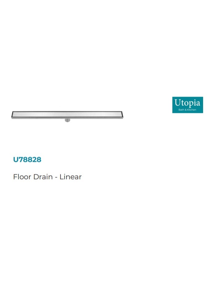 Utopia Floor Drain – Linear – U78828 - 600x68x21mm - Chrome - Image 1