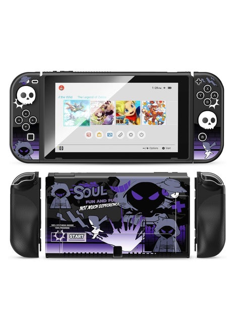 Case for Nintendo Switch OLED 2021 Ergonomic Comfort Grip TPU Hard Case with 2 Thumb G rip Caps Hard Protective Case Protective Shell Slim Cover Case