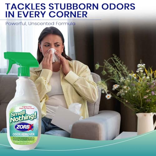 ZORBX Smell Nothing Odor Remover Spray 24 FL Oz – Unscented & Perfume Free Odor Absorber for Strong Odors - Advanced Odor Neutralizer & Pet Odor Remover for Couch, Car, Carpet & Diaper Pail Smells - Image 4