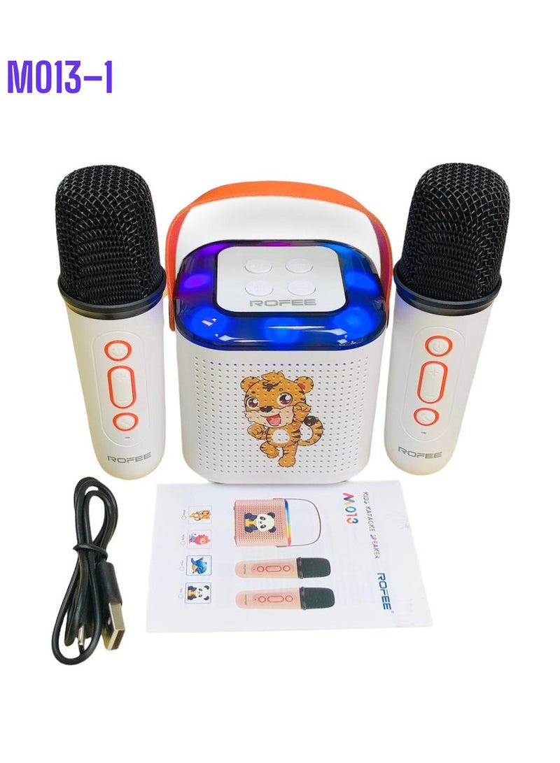Rofee Rofee M013 kids karaoke speaker with two audio mics white 
