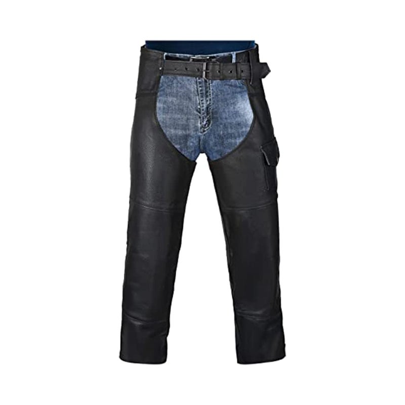HWK Motorcycle Leather Chaps for Men and Women Black Motorcycle Chaps for Road Rash Protection and AllWeather Comfort Stylish and Strong Moto Pants for Enduro Motorsport Motorbike Riding Waist 42 - Image 2