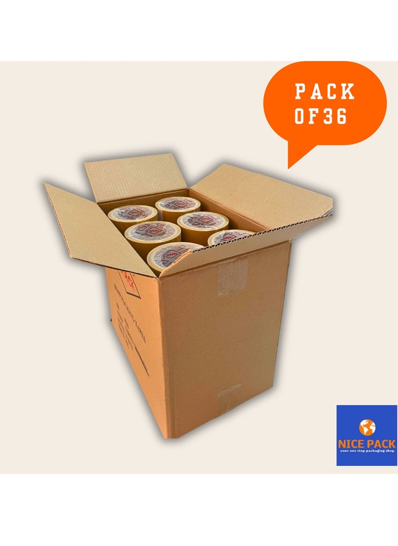 Nice Pack Brown Packing Tape 2inch (48mm) x 45 Yards 36 Rolls Suitable for packing sealing moving and transportation  - Image 2