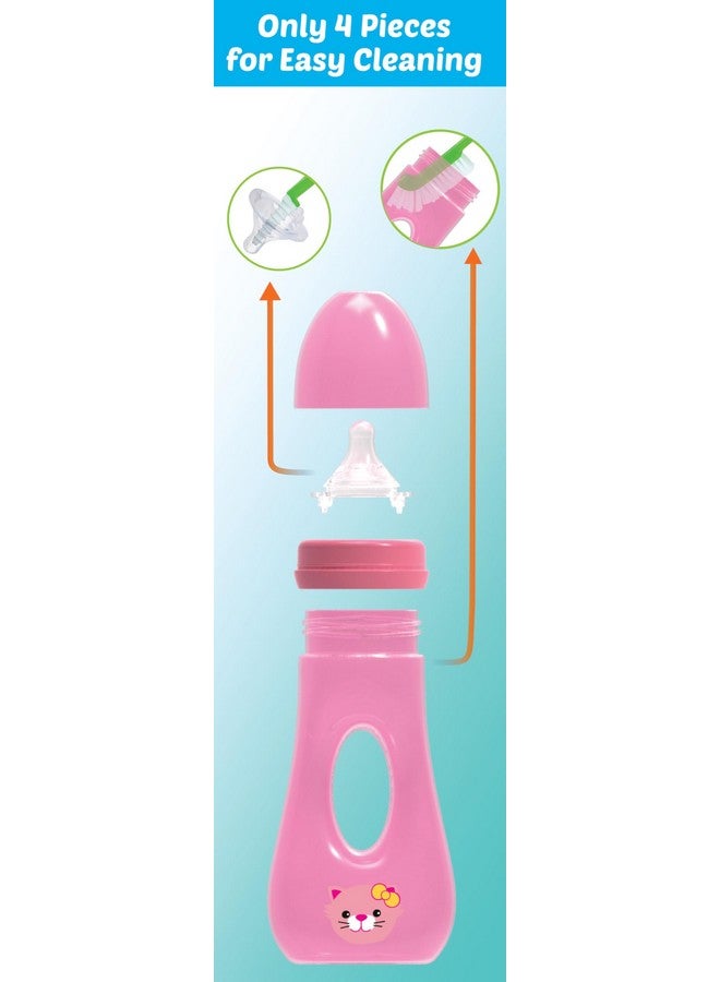 AVIMA Easy Grip Anti Colic Baby Bottles Bpa Free 8 Oz. Wide Neck With Medium Flow Silicone Nipples Pink (Pack Of 3) - Image 4