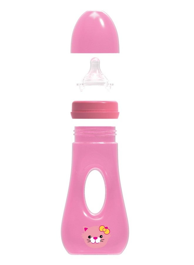 AVIMA Easy Grip Anti Colic Baby Bottles Bpa Free 8 Oz. Wide Neck With Medium Flow Silicone Nipples Pink (Pack Of 3) - Image 5