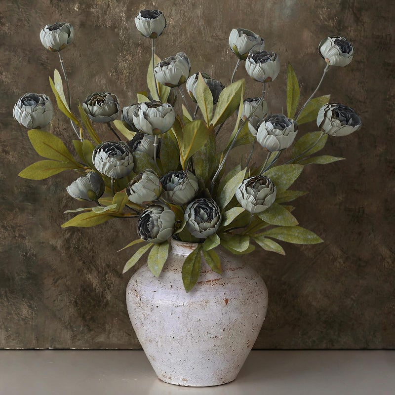 VIERENA 12 Pcs Faux Silk Peony Artificial Flowers for Vase -27", Bulk Fake Peonies Branches with Stems for DIY Bouquet Centerpieces Wedding Fillers Arrangements Shower Decorations (Dark Gray) - Image 1
