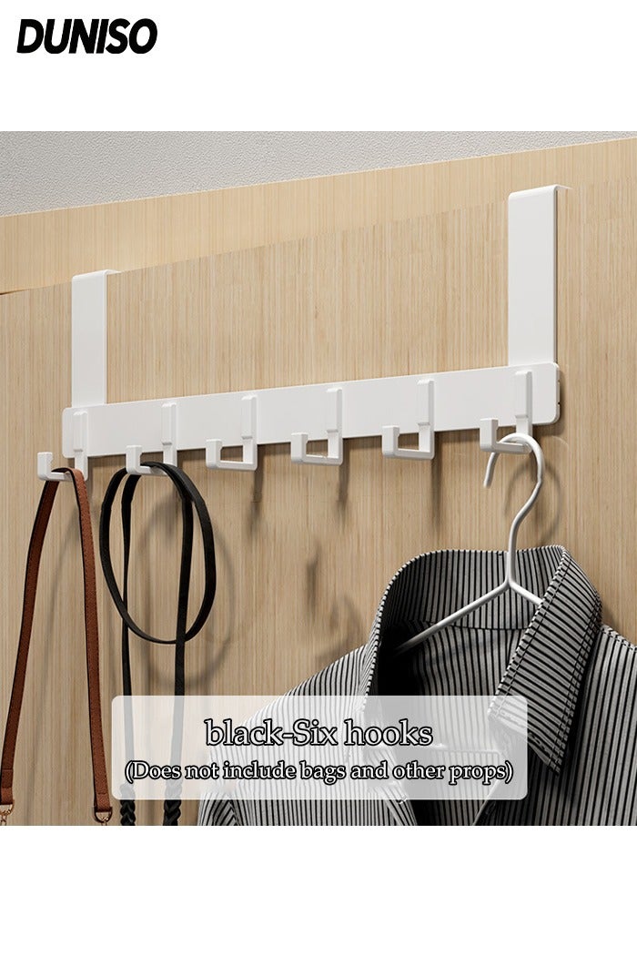 DUNISO Over The Door Hooks，Door Hanger，Door Rack with 6 Racks，Space Saving，Sturdy and Durable，Used for Bedrooms, Bathrooms, and Offices，White - Image 1