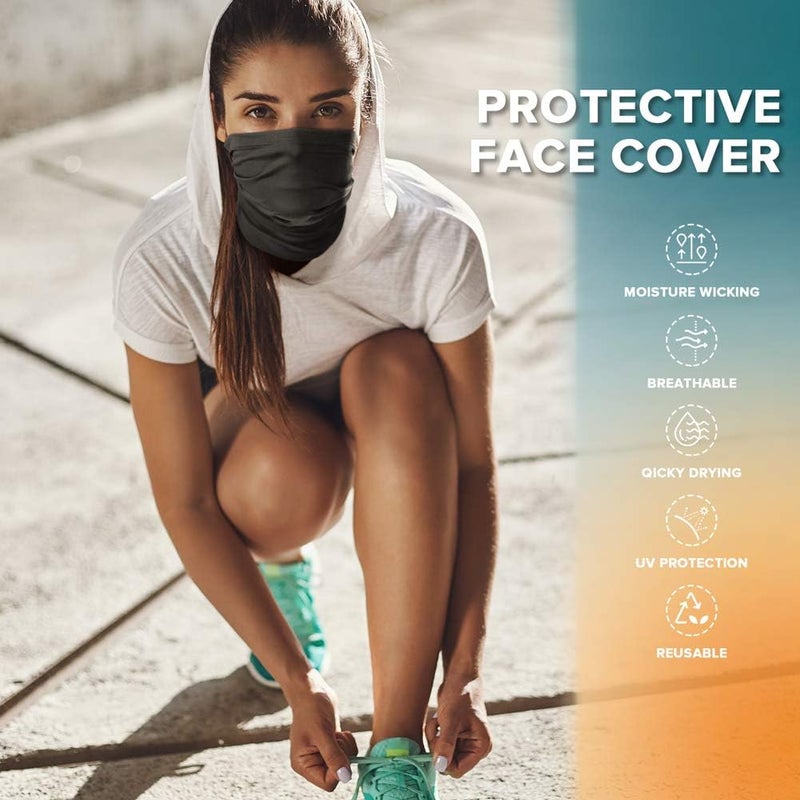 VULKIT 2 Pack Neck Gaiter Face Mask Scarf Reusable Bandanas Tube UV Protection Balaclava Outdoor Sport for Men and Women - Image 2