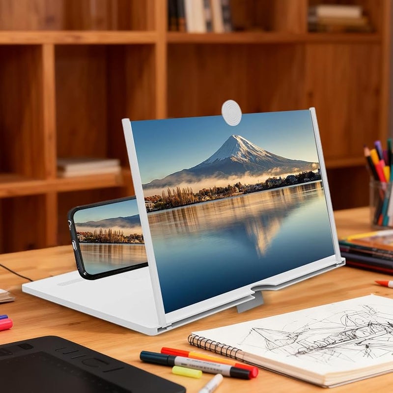 White Foldable HD Portable Mobile Screen Amplifier For Movies Videos Games Home Travel - Image 4