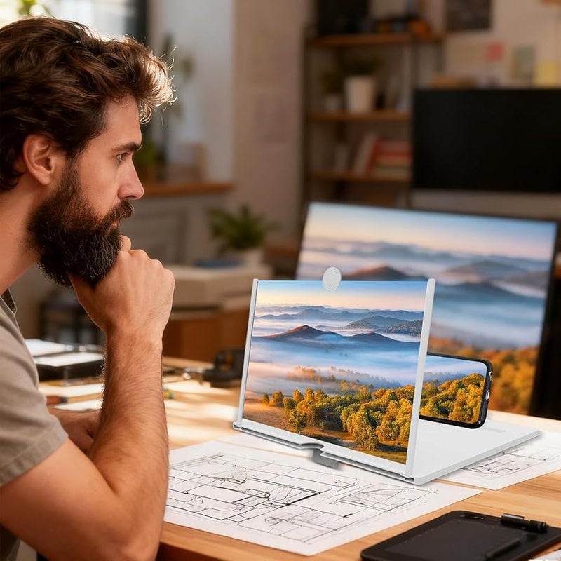 White Foldable HD Portable Mobile Screen Amplifier For Movies Videos Games Home Travel - Image 3