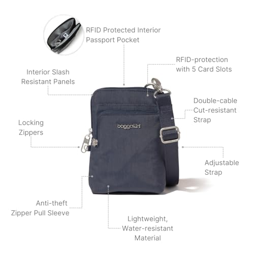 Baggallini Womens Securtex Anti-Theft Activity Crossbody Bag, French Navy - Image 3