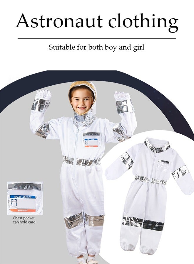 DUNISO Kids space costume, suitable for boys and girls to wear astronaut prop suits, role-playing sets, equipped with hats, gloves, and chest cards, suitable for heights of 120 to 130 centimeters  - Image 4