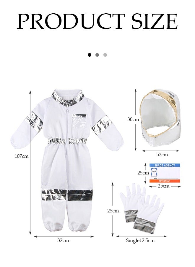 DUNISO Kids space costume, suitable for boys and girls to wear astronaut prop suits, role-playing sets, equipped with hats, gloves, and chest cards, suitable for heights of 120 to 130 centimeters  - Image 2