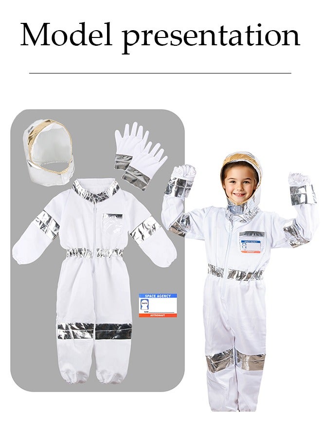 DUNISO Kids space costume, suitable for boys and girls to wear astronaut prop suits, role-playing sets, equipped with hats, gloves, and chest cards, suitable for heights of 120 to 130 centimeters  - Image 3