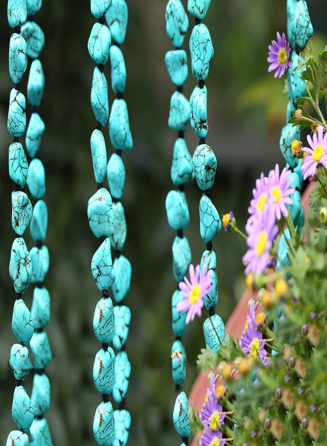 POTESSA Turquoise Beads Endless Necklace Long Knotted Stone Multi-Strand Layer Necklaces Handmade Jewelry 47'' - Image 5