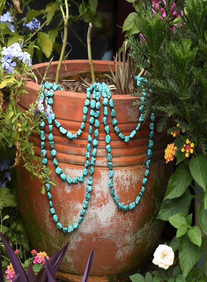 POTESSA Turquoise Beads Endless Necklace Long Knotted Stone Multi-Strand Layer Necklaces Handmade Jewelry 47'' - Image 4