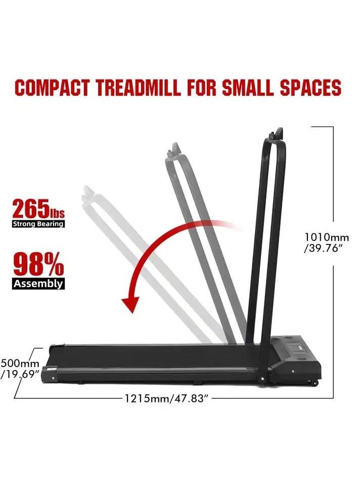 1-6KM/H Slim Foldable Treadmill for Walking and Running, Cardio Exercise Machine, Preset and Adjustable Programs, with Wireless Remote Control, Suitable for Home Use