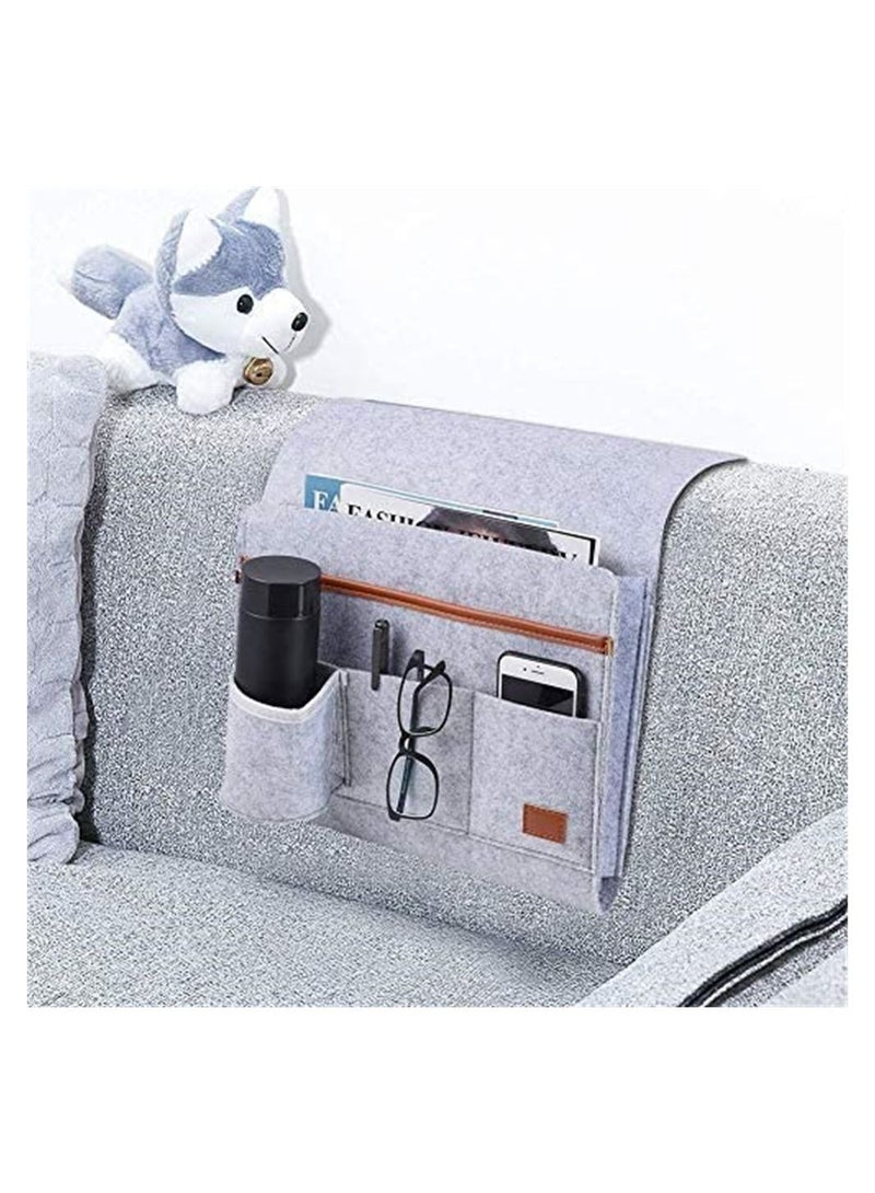 SYOSI Felt Bedside Caddy Pocket Beside Hanging Storage Organizer Bag with Anti-slip Velcro and Water Bottle Holder for Home Bed Rails - Image 1
