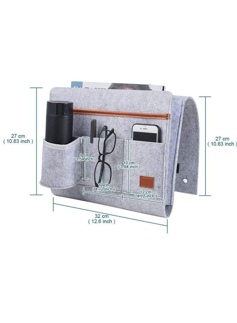 SYOSI Felt Bedside Caddy Pocket Beside Hanging Storage Organizer Bag with Anti-slip Velcro and Water Bottle Holder for Home Bed Rails - Image 5