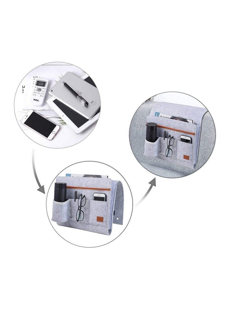 SYOSI Felt Bedside Caddy Pocket Beside Hanging Storage Organizer Bag with Anti-slip Velcro and Water Bottle Holder for Home Bed Rails - Image 4