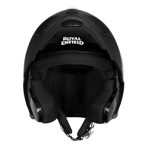 Royal Enfield خوذة رويال إنفيلد مود أدرويت | معتمدة من ISI | قابلة للطي - نمطية | قشرة من التيرموبلاستيك عالي التأثير | بطانة EPS عالية الكثافة لحماية أفضل من الصدمات | واقي من الأشعة فوق البنفسجية | أسود (M) 58 CM - Image 3
