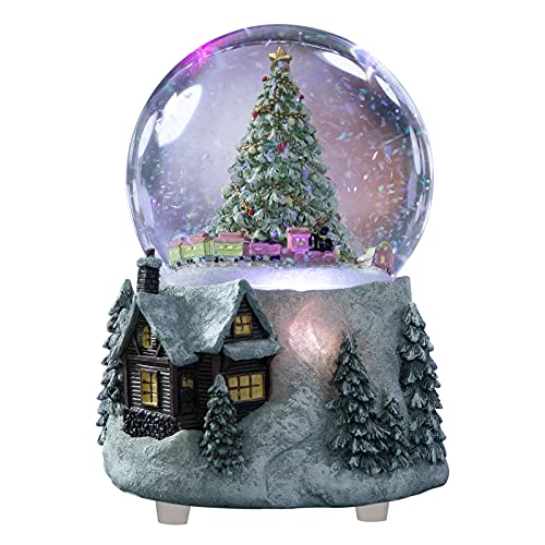 Juniland Automatic Revolving Train Snow Globe with Color Changing Light Effect - 4 Inches Plays O Christmas Tree and Train MG-7282 - Image 1