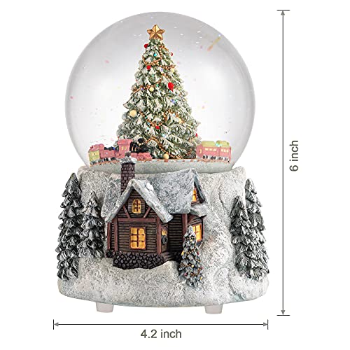 Juniland Automatic Revolving Train Snow Globe with Color Changing Light Effect - 4 Inches Plays O Christmas Tree and Train MG-7282 - Image 2