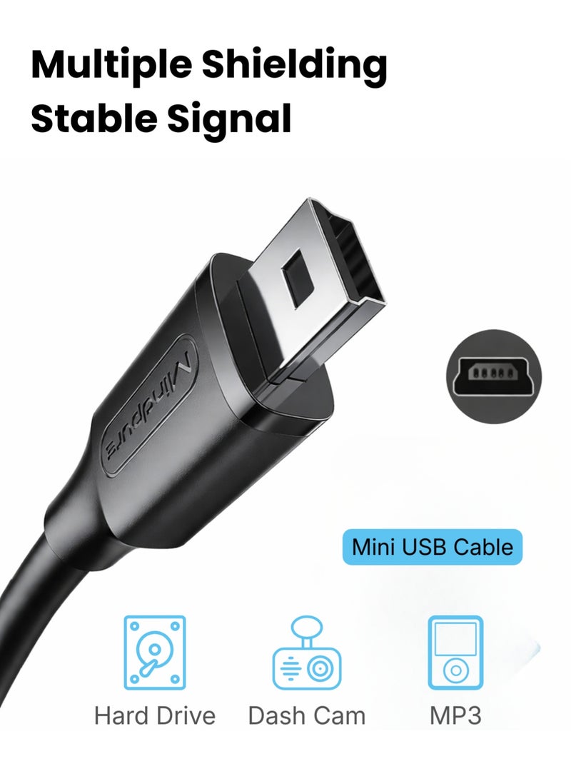 مينديبوريت كابل Mindpure Mini USB بطول 1.5 متر، كابل شحن USB 2.0 من نوع A إلى Mini 5 Pin B، متوافق مع يد تحكم PS3، جوبرو هيرو 3+، كاميرا السيارة (Dash Cam)، مشغلات MP3، والكاميرات الرقمية - Image 2