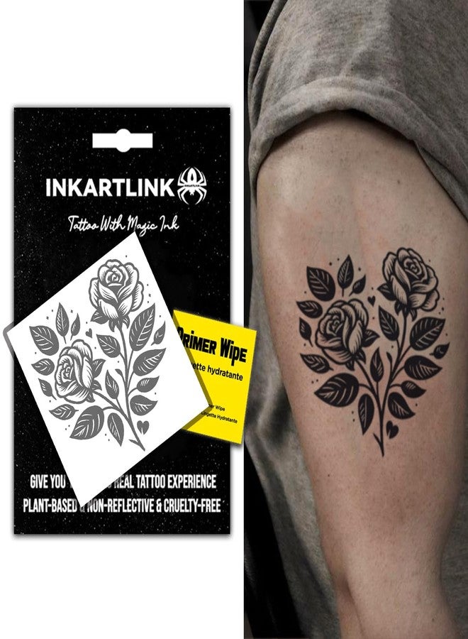 INKARTLINK Semi-Permanent Tattoos, Perfect for Women's Arm (Rose Duo) - Image 1