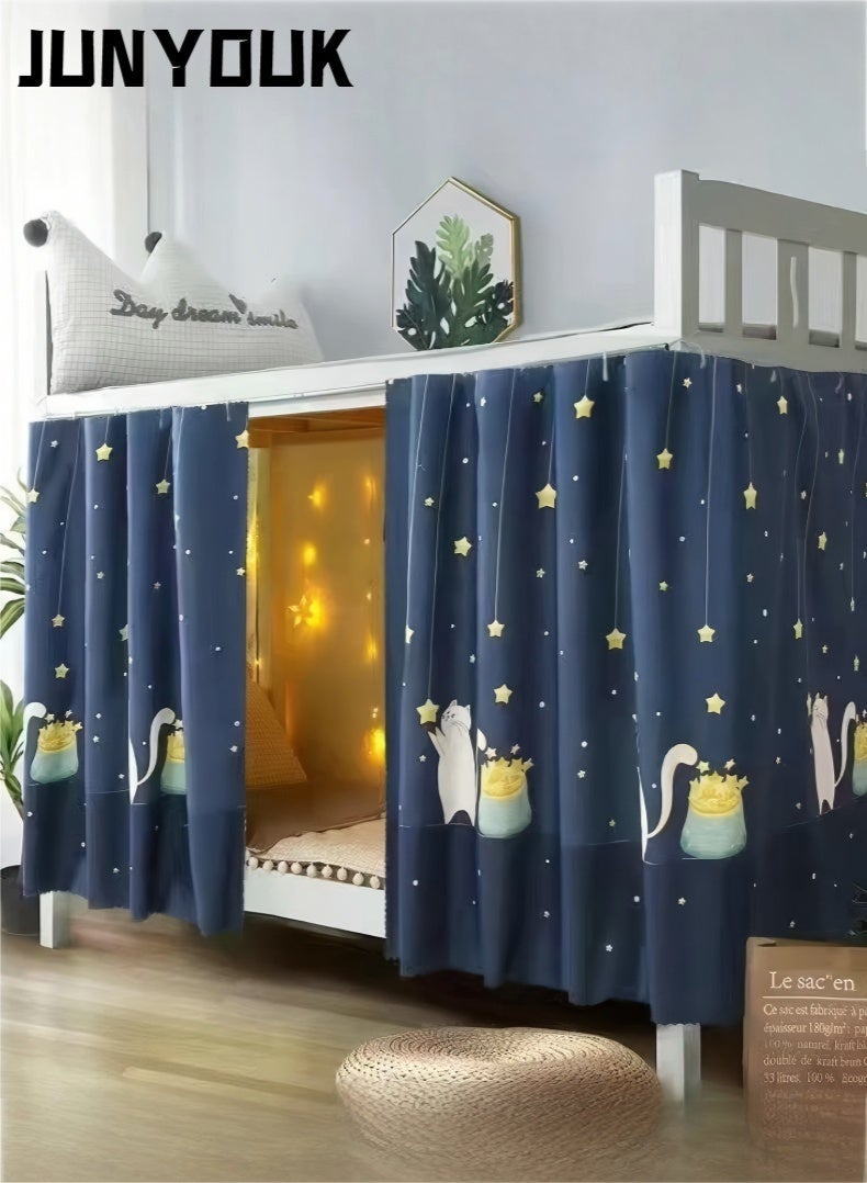 JUNYOUK 2 Pcs Private Bed Curtain At The Bottom Of The Bunk Bed, Breathable And Dustproof Single Bed Blackout Curtain, Dormitory Family Bed Curtain, Can Cover 3 Sides - Image 1