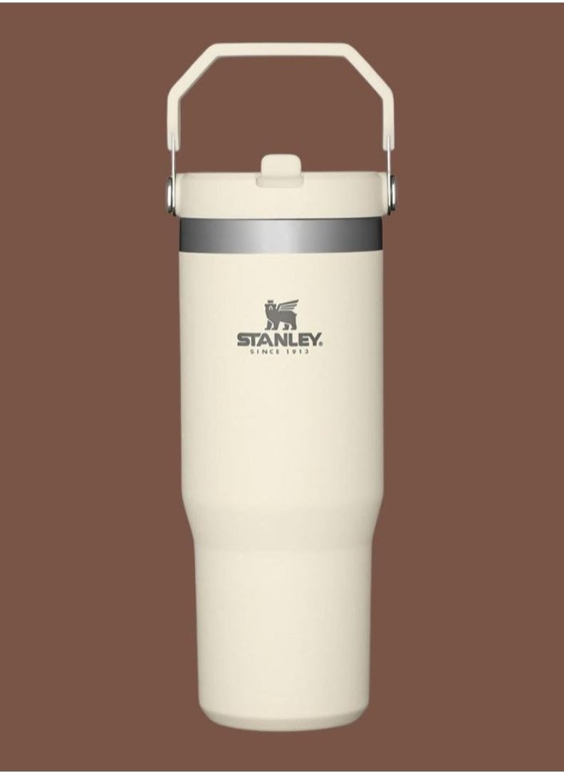 Stanley IceFlow 30oz Stainless Steel Tumbler with Straw – Leak-Resistant Flip Straw Lid – Vacuum Insulated Water Bottle for Home, Office & Travel – Reusable Cup Keeps Drinks Cold for 12 Hours & Iced for 2 Days – Durable, BPA-Free & Easy to Carry – Cream  - Image 1