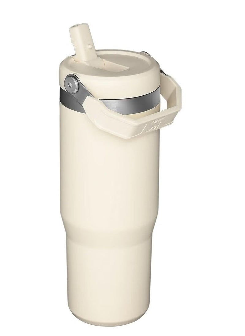 Stanley IceFlow 30oz Stainless Steel Tumbler with Straw – Leak-Resistant Flip Straw Lid – Vacuum Insulated Water Bottle for Home, Office & Travel – Reusable Cup Keeps Drinks Cold for 12 Hours & Iced for 2 Days – Durable, BPA-Free & Easy to Carry – Cream  - Image 2