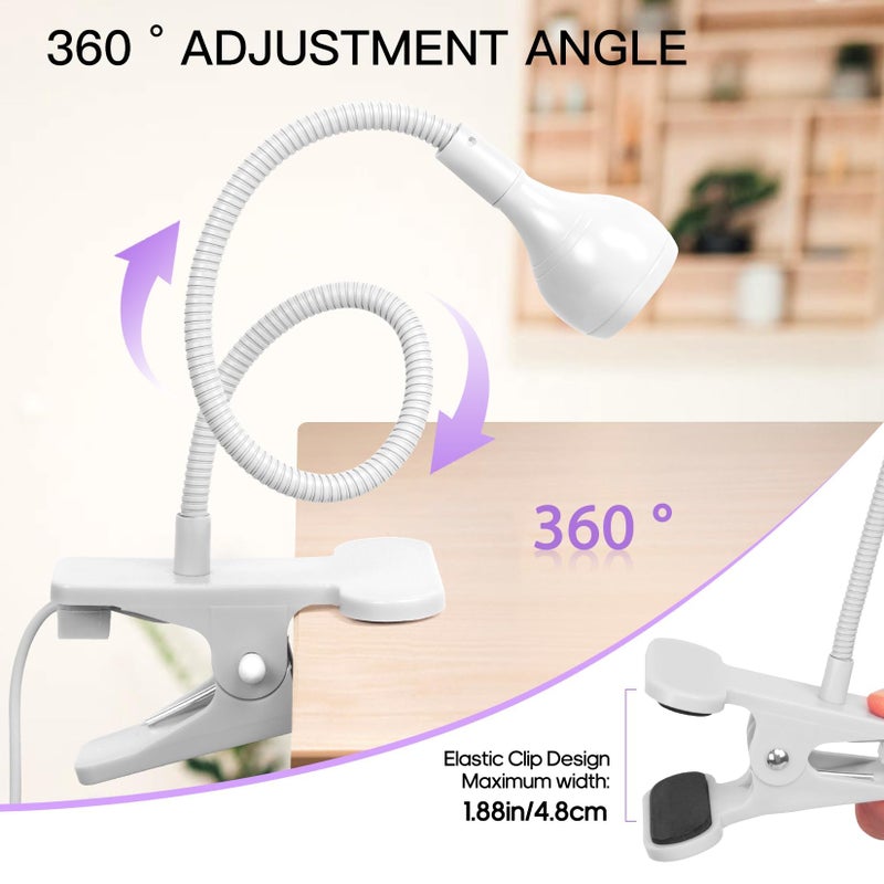 AORAEM LED Nail Lamps 3W Flexible Gooseneck Lamp Quicky Dry Nail Manicure Dryer Gel Polish Curing Light Plug Play Portable Flash Cure Light for Gel Nails Home DIY Professional Nail Tools White - Image 3