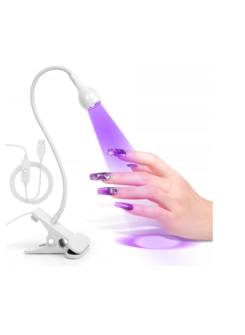 AORAEM AORAEM LED Nail Lamps 3W Flexible Gooseneck Lamp Quicky Dry Nail Manicure Dryer Gel Polish Curing Light Plug Play Portable Flash Cure Light for Gel Nails Home DIY Professional Nail Tools White  - Image 1