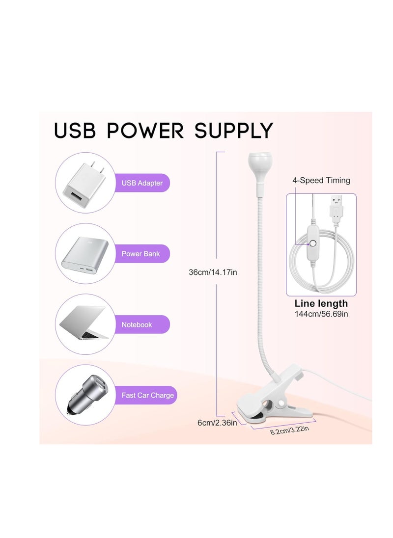 AORAEM AORAEM LED Nail Lamps 3W Flexible Gooseneck Lamp Quicky Dry Nail Manicure Dryer Gel Polish Curing Light Plug Play Portable Flash Cure Light for Gel Nails Home DIY Professional Nail Tools White  - Image 2