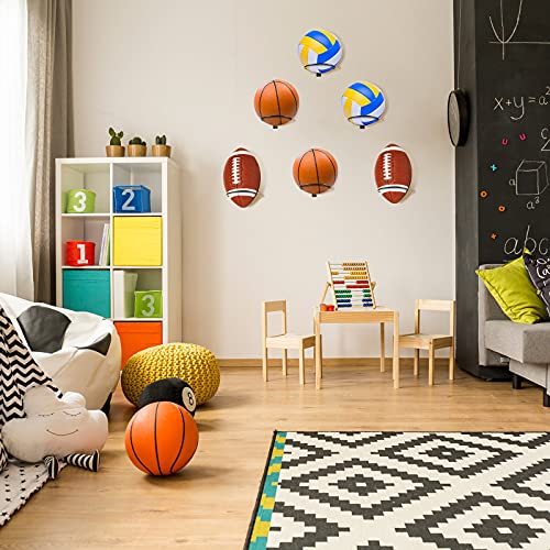 Threan 2 Pieces Basketball Holder Wall Mount, Sports Ball Storage Display Rack for Basketball Football Volleyball Soccer, Metal Black Ball Holder, Room Decor Saver Storage Display - Image 4