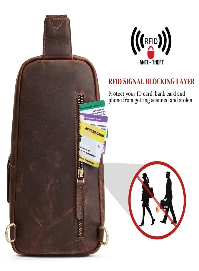 إس-زون حقيبة كتف S-ZONE للرجال والنساء، مصنوعة من جلد عالي الجودة بتقنية حجب RFID، حقيبة كروسبودي، حقيبة صدر، حقيبة ظهر للمشي لمسافات طويلة، حقيبة سفر - Image 4