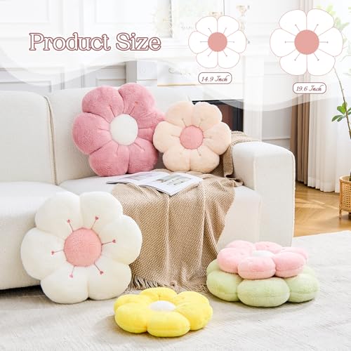 VBGYA Flower Pillow Cute Flower Shaped Pillows Decorative Throw Pillows Aesthetic Home Decor Floral Daisy Cushion for Bed Light Pink 149 Inch - Image 3