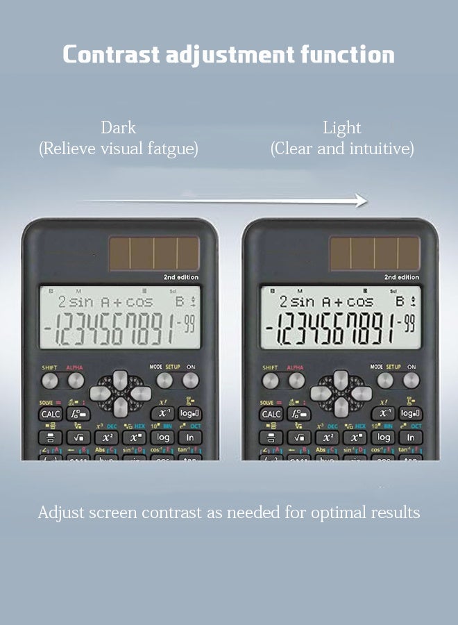 آلة حاسبة متقدمة للعلوم الهندسية مع غطاء واقٍ، 417 وظيفة، شاشة LCD رقمية، fx-991ES Plus-2 (الإصدار الثاني) - مثالية للطلاب والمحترفين (أسود) - Image 5