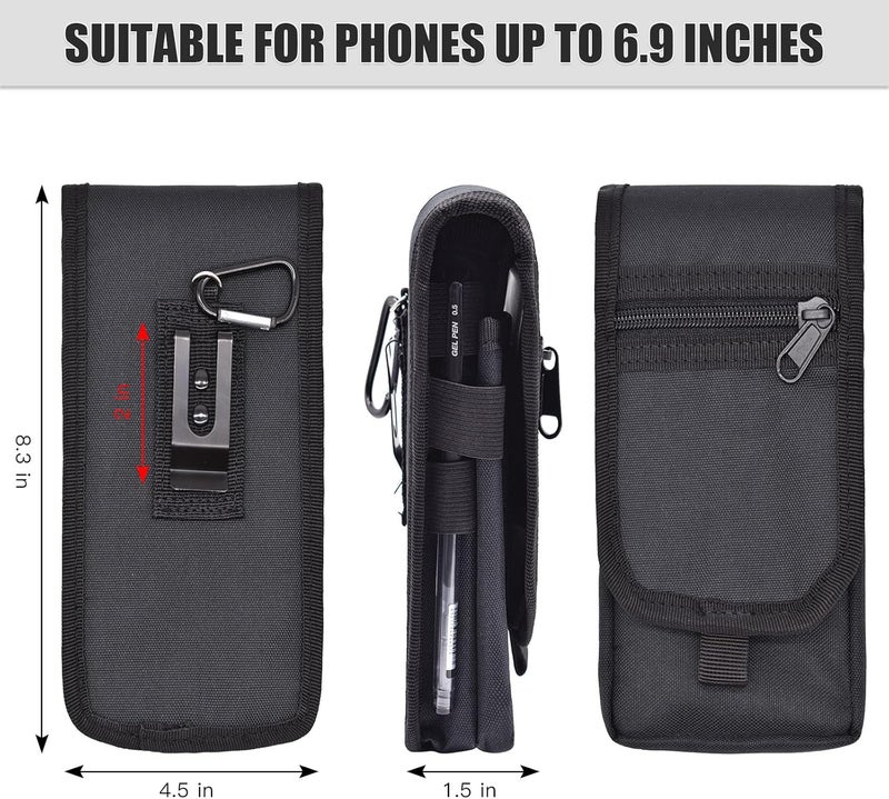 KATOLK Dual Phone Holster, Large Smartphone Belt Pouch, Multi-Purpose Tactical Holder for Work, Hiking, Camping, Barbecue, Rescue (Black, XL) - Image 2
